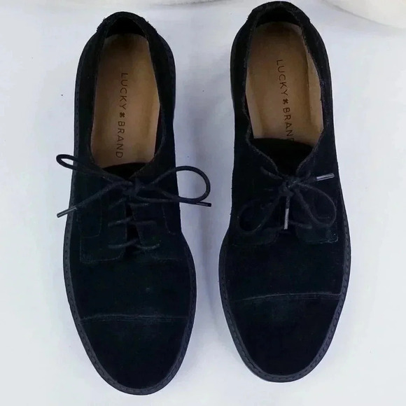 Lucky Brand 9.5M Ibira Suede Black Lace Up Women's - Picture 10 of 12